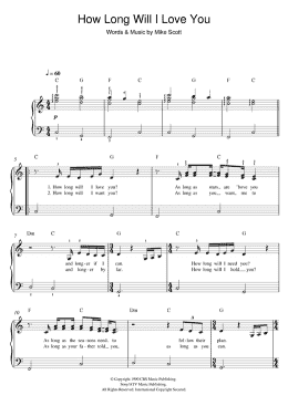 page one of How Long Will I Love You (Easy Piano)