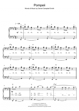 page one of Pompeii (Easy Piano)
