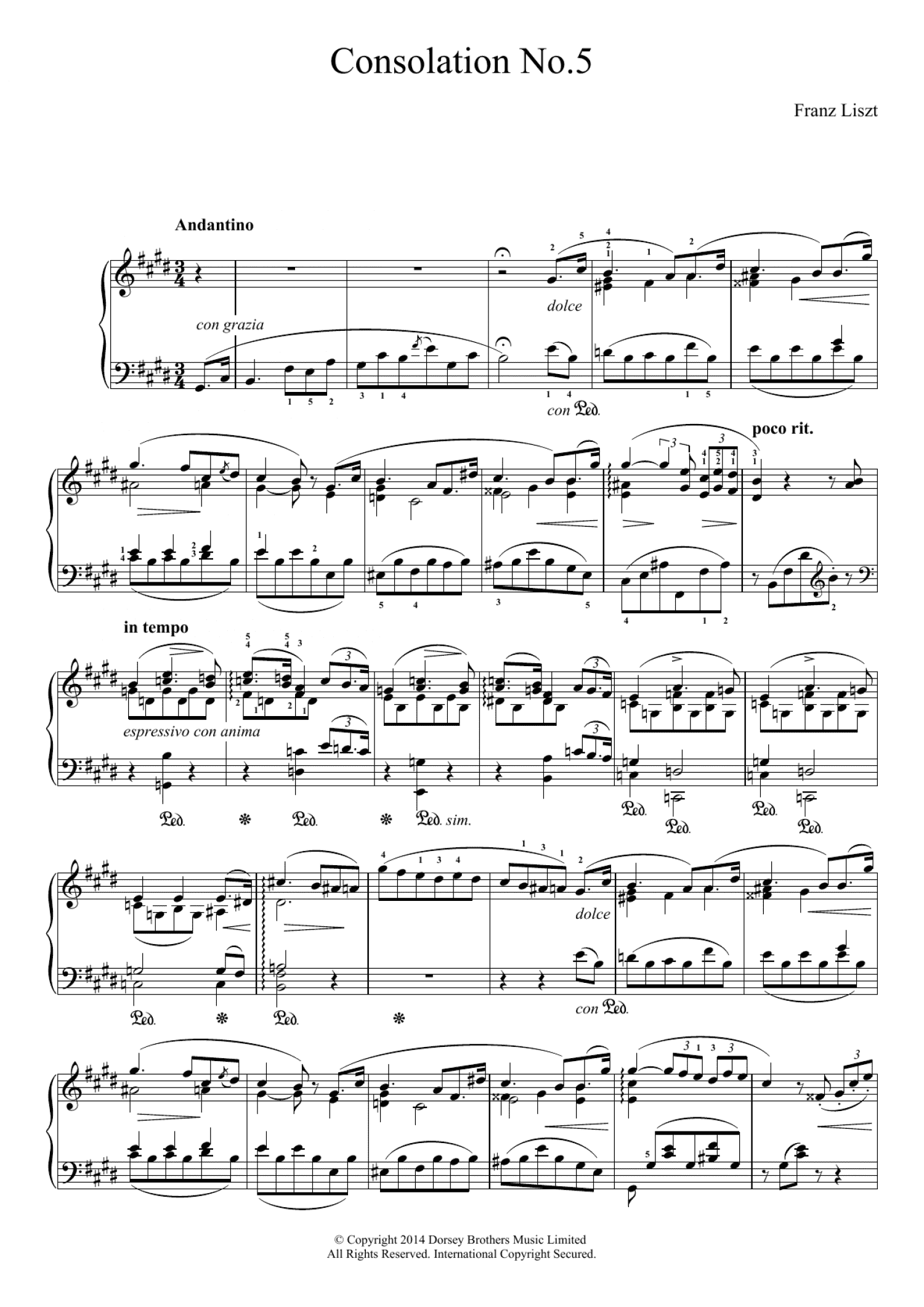 Consolation No.5 (Piano Solo)