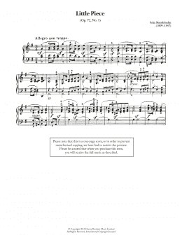 page one of Little Piece, Op.72 No.1 (Piano Solo)