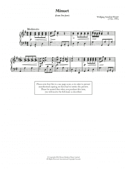 page one of Minuet (From 'Don Juan') (Piano Solo)