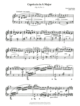 page one of Capriccio In A Major (Piano Solo)
