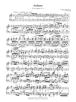 page one of Symphony No.1, Andante (Piano Solo)
