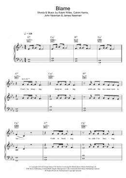 page one of Blame (feat. John Newman) (Piano, Vocal & Guitar Chords)