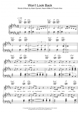 page one of Won't Look Back (Piano, Vocal & Guitar Chords)