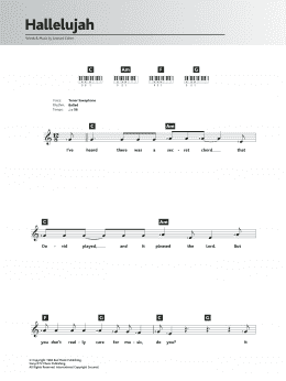 page one of Hallelujah (Piano Chords/Lyrics)