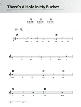 page one of There's A Hole In My Bucket (Piano Chords/Lyrics)
