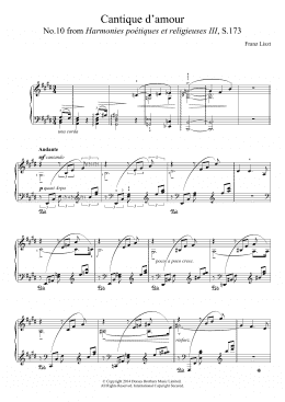 page one of Harmonies Poétiques Et Réligieuses For Piano No.10: Cantique D'amour (Piano Solo)