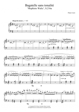 page one of Bagatelle Sans Tonalite (Fourth Mephisto Waltz) (Piano Solo)
