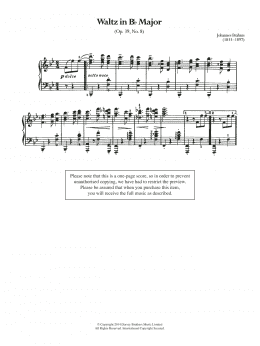 page one of Waltz In B Flat, Op.39 No.8 (Piano Solo)