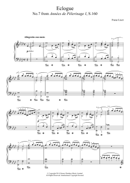 page one of Annees De Pelerinage, No.7: Eclogue (Piano Solo)