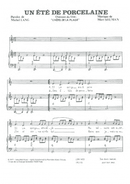 page one of Un Ete De Porcelaine (Piano & Vocal)