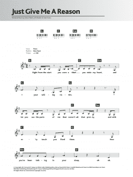 page one of Just Give Me A Reason (featuring Nate Ruess) (Piano Chords/Lyrics)