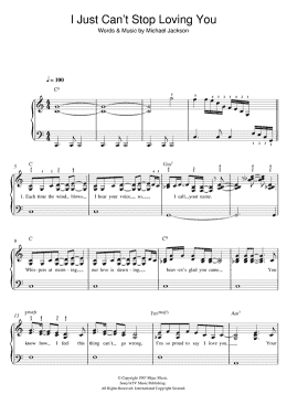 page one of I Just Can't Stop Loving You (Easy Piano)