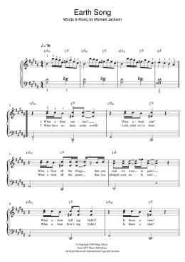 page one of Earth Song (Easy Piano)