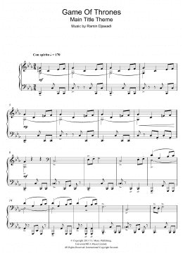 page one of Game Of Thrones - Main Title (Piano Solo)