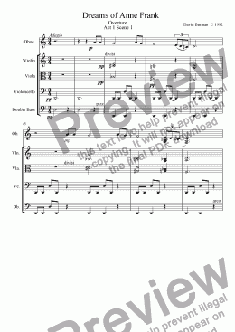 page one of Dreams of Anne Frank Overture