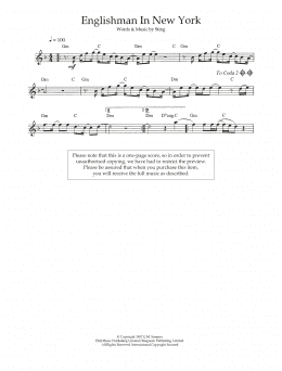 page one of Englishman In New York (Flute Solo)