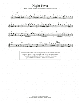 page one of Night Fever (Flute Solo)