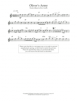 page one of Oliver's Army (Flute Solo)
