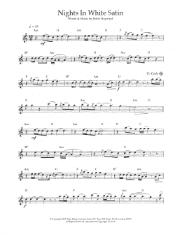 page one of Nights In White Satin (Flute Solo)