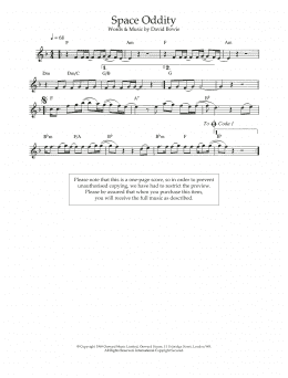 page one of Space Oddity (Flute Solo)