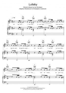 page one of Lullaby (feat. Tori Kelly) (Piano, Vocal & Guitar Chords)