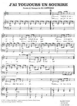 page one of J'ai Toujours un Sourire (Piano & Vocal)