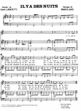 page one of Il y a Des Nuits (Piano & Vocal)