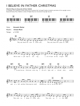 page one of I Believe In Father Christmas (Piano Chords/Lyrics)