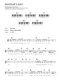 page one of Saviour's Day (Piano Chords/Lyrics)