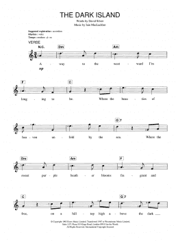 page one of The Dark Island (Piano Chords/Lyrics)