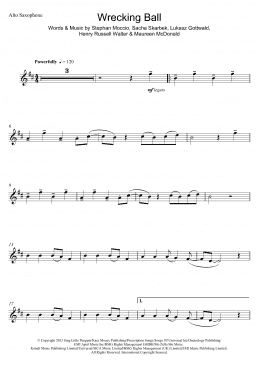 page one of Wrecking Ball (Alto Sax Solo)