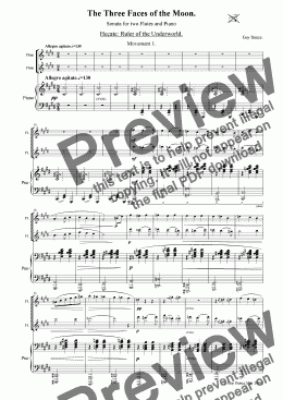 page one of 'The Three Faces of the Moon' Sonata for 2 Flutes and Piano Mv1.