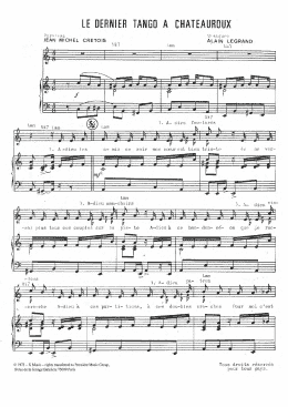 page one of Le Dernier Tango A Chateauroux (Piano & Vocal)
