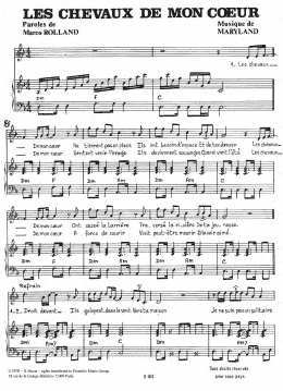 page one of Les Chevaux De Mon Coeur (Piano & Vocal)