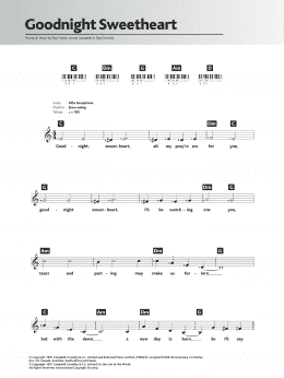 page one of Goodnight Sweetheart (Piano Chords/Lyrics)