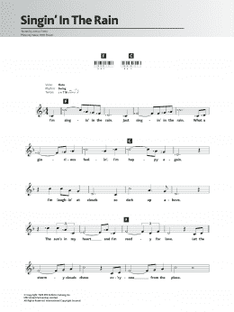 page one of Singin' In The Rain (Piano Chords/Lyrics)