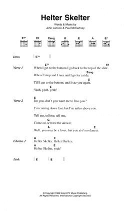 page one of Helter Skelter (Guitar Chords/Lyrics)