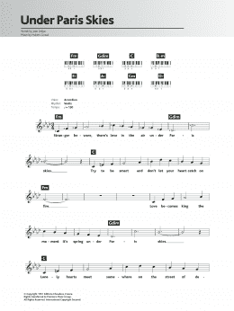 page one of Under Paris Skies (Sous Le Ciel De Paris) (Piano Chords/Lyrics)