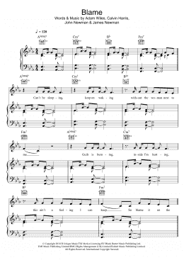 page one of Blame (feat. John Newman) (Piano, Vocal & Guitar Chords)