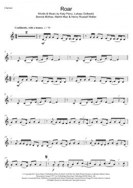 page one of Roar (Clarinet Solo)