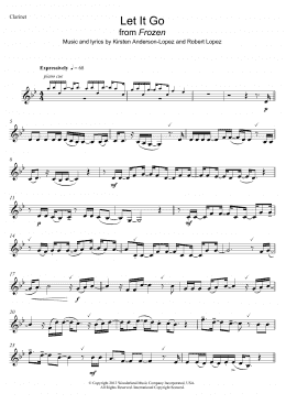 clarinet sheet music for let it go