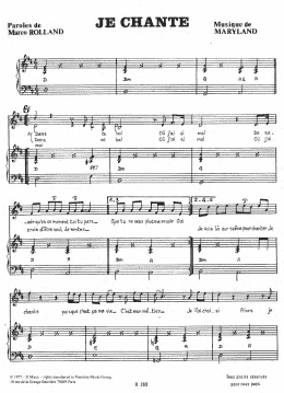 page one of Je Chante (Piano & Vocal)