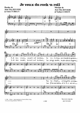 page one of Je Veux Du Rock 'N' Roll (Piano & Vocal)