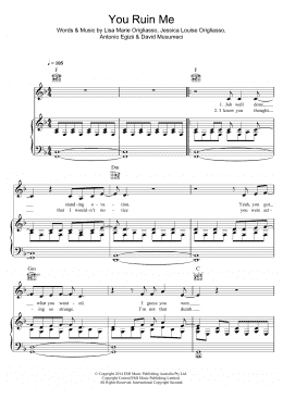 page one of You Ruin Me (Piano, Vocal & Guitar Chords)