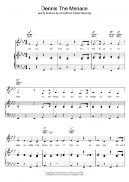 page one of Dennis The Menace (Piano, Vocal & Guitar Chords)