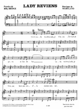 page one of Lady Reviens (Piano & Vocal)