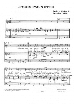 page one of J'suis Pas Nette (Piano & Vocal)