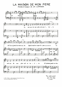 page one of La Maison De Mon Pere (Piano & Vocal)